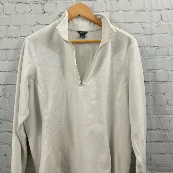 Eddie Bauer Womens Size XL Ivory Colored Pullover Fleece Quarter Zip Sweat Shirt - Picture 9 of 10